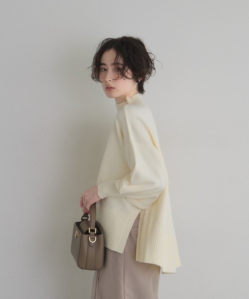 シアバターオーバーサイズスリットニットプルオーバー（ニット