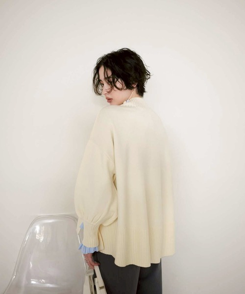シアバターオーバーサイズスリットニットプルオーバー（ニット