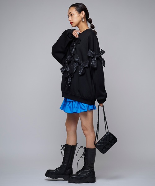 Narcissus（ナルシス）の「【Narcissus】リボンスウェット（スウェット・レディース・ブラック/ホワイト・FREE）」の5枚目の写真