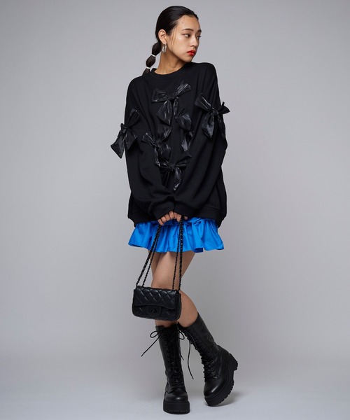 Narcissus（ナルシス）の「【Narcissus】リボンスウェット（スウェット・レディース・ブラック/ホワイト・FREE）」の6枚目の写真