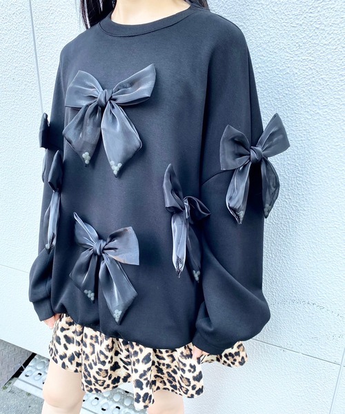 Narcissus（ナルシス）の「【Narcissus】リボンスウェット（スウェット・レディース・ブラック/ホワイト・FREE）」の18枚目の写真