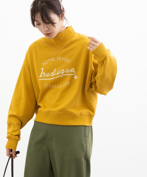 POU DOU DOU(プードゥドゥ)の「裏毛コンパクトロゴスウェット(Tシャツ/カットソー・レディース・ライトブルー/アイボリー/ダークグレー/マスタード・3)」の6枚目の写真