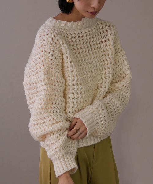 IAMUSE(アイアミューズ)の「ざっくりボリュームニット S0814【IAMUSE】(ニット/セーター・レディース・ブルー/アイボリー/レッド・FREE)」の20枚目の写真