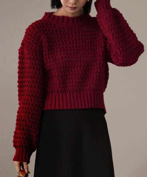 IAMUSE(アイアミューズ)の「ざっくりボリュームニット S0814【IAMUSE】(ニット/セーター・レディース・ブルー/アイボリー/レッド・FREE)」の9枚目の写真