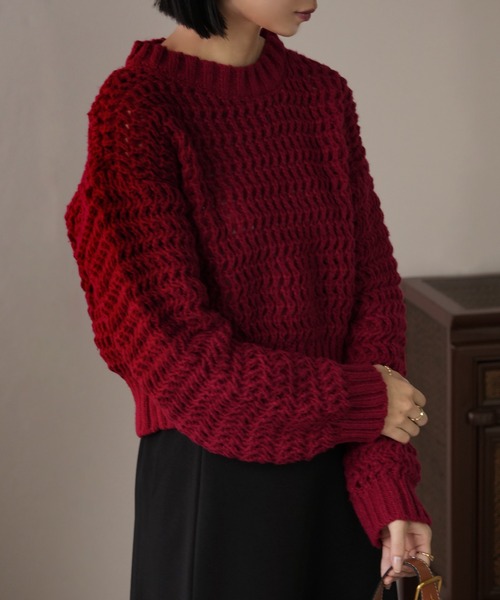 IAMUSE(アイアミューズ)の「ざっくりボリュームニット S0814【IAMUSE】(ニット/セーター・レディース・ブルー/アイボリー/レッド・FREE)」の10枚目の写真
