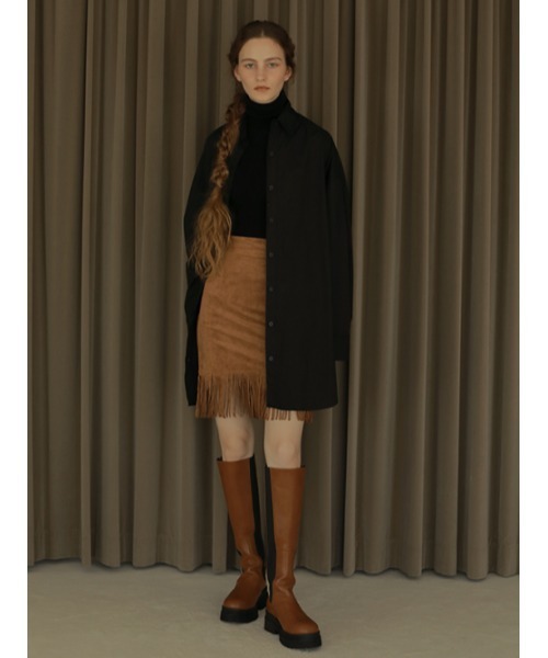 AMAIL(アマイル)の「Suede furi skirt(スカート・レディース・ブラック/ライトブラウン・FREE)」の4枚目の写真