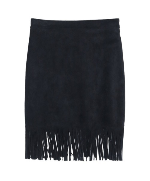 AMAIL(アマイル)の「Suede furi skirt(スカート・レディース・ブラック/ライトブラウン・FREE)」の7枚目の写真