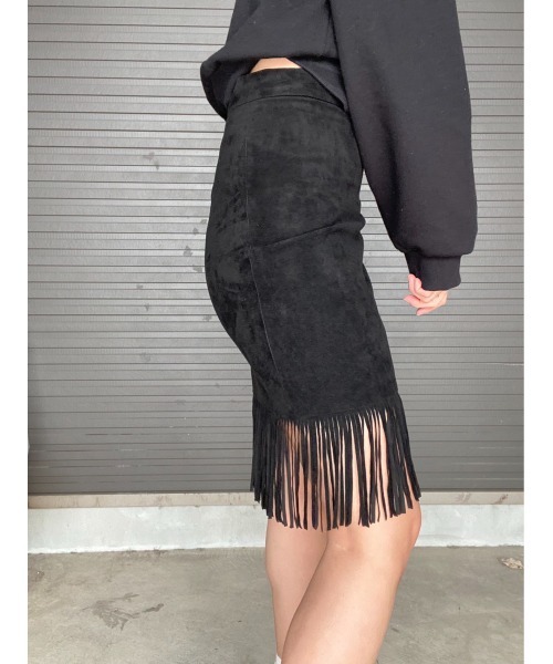AMAIL(アマイル)の「Suede furi skirt(スカート・レディース・ブラック/ライトブラウン・FREE)」の14枚目の写真