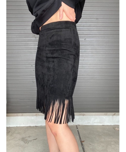 AMAIL(アマイル)の「Suede furi skirt(スカート・レディース・ブラック/ライトブラウン・FREE)」の15枚目の写真