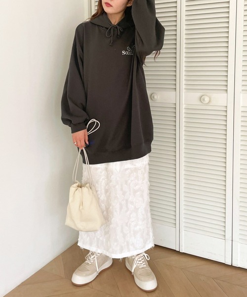 Heather（ヘザー）の「AZATOフェザージャガードスカート　179417（スカート・レディース・アイボリー/オフホワイト/ピンク・S/M）」の6枚目の写真