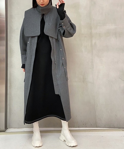 led.tokyo（レッドトウキョウ）の「【led.tokyo】2WAYカラーロングコート（その他アウター・レディース・グレー/ブラック・FREE）」の3枚目の写真