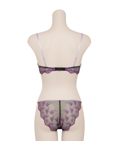 ラヴィジュール パープル花柄ブラジャーソングショーツセット Ravijour（ラヴィジュール）の「フラワーソング ブラレット ブラ