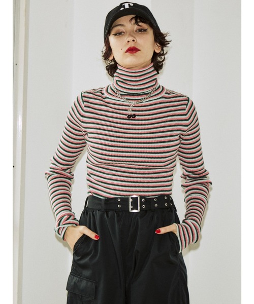 jouetie(ジュエティ)の「ベーシックカラータートル(ニット/セーター・レディース・パープル/ブルー/ブラック/アイボリー/ライトピンク/レッド/グリーン・MEDIUM)」の6枚目の写真