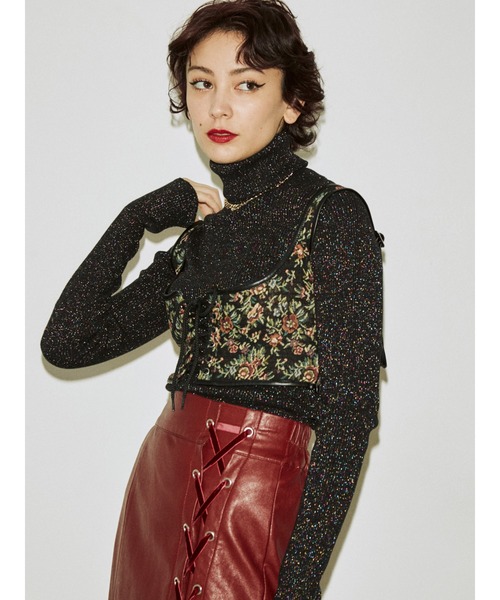 jouetie(ジュエティ)の「ベーシックカラータートル(ニット/セーター・レディース・パープル/ブルー/ブラック/アイボリー/ライトピンク/レッド/グリーン・MEDIUM)」の3枚目の写真