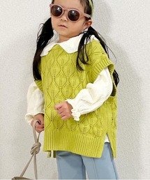 MAKE YOUR DAY | リーフ柄ニットベスト■80～140cm(ベスト)