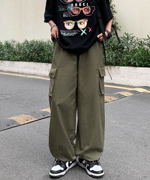 Ressaca(レサーカ)の「ルーズシルエット 裾ドローコード ワイドストレートイージーカーゴパンツ(カーゴパンツ・メンズ・ブラック/ベージュ/カーキ・S/L/XL/M)」の20枚目の写真