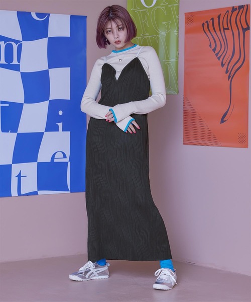 miette(ミエット)の「ウェーブ柄キャミソールワンピース(ワンピース・レディース・ライトブルー/ブラック/オレンジ・FREE)」の7枚目の写真