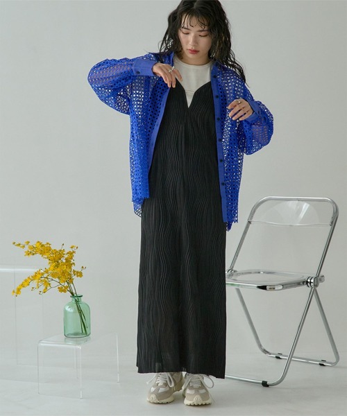 miette(ミエット)の「ウェーブ柄キャミソールワンピース(ワンピース・レディース・ライトブルー/ブラック/オレンジ・FREE)」の6枚目の写真