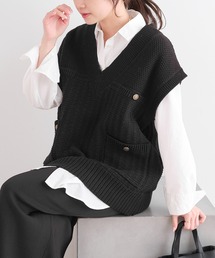 PUAL CE CIN | 【Du noir】ニットジャガードベスト(ベスト)