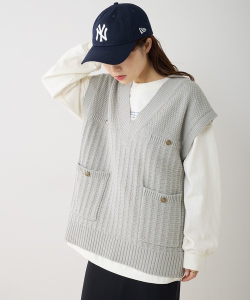 PUAL CE CIN（ピュアルセシン）の「【Du noir】ニットジャガードベスト（ベスト・レディース・ブラック/ライトグレー・FREE）」の6枚目の写真