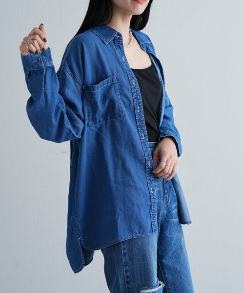 COLONY 2139（コロニートゥーワンスリーナイン）の「テンセルデニムダブルポケット長袖シャツ（シャツ/ブラウス・レディース・ブルー/サックスブルー・MEDIUM/SMALL）」の6枚目の写真