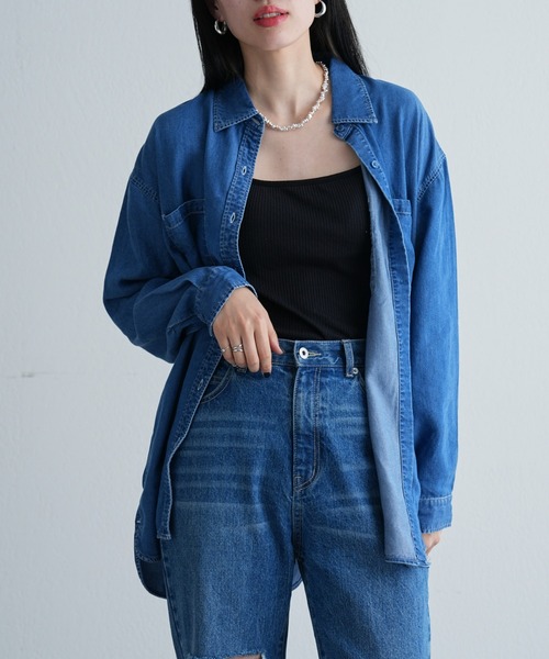 COLONY 2139（コロニートゥーワンスリーナイン）の「テンセルデニムダブルポケット長袖シャツ（シャツ/ブラウス・レディース・ブルー/サックスブルー・MEDIUM/SMALL）」の7枚目の写真