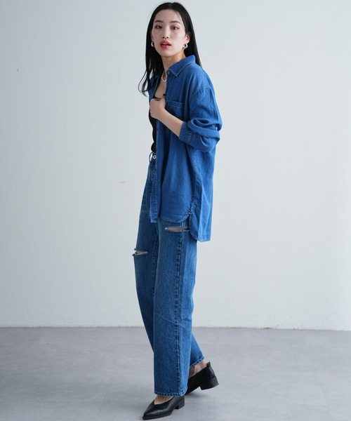 COLONY 2139（コロニートゥーワンスリーナイン）の「テンセルデニムダブルポケット長袖シャツ（シャツ/ブラウス・レディース・ブルー/サックスブルー・MEDIUM/SMALL）」の12枚目の写真