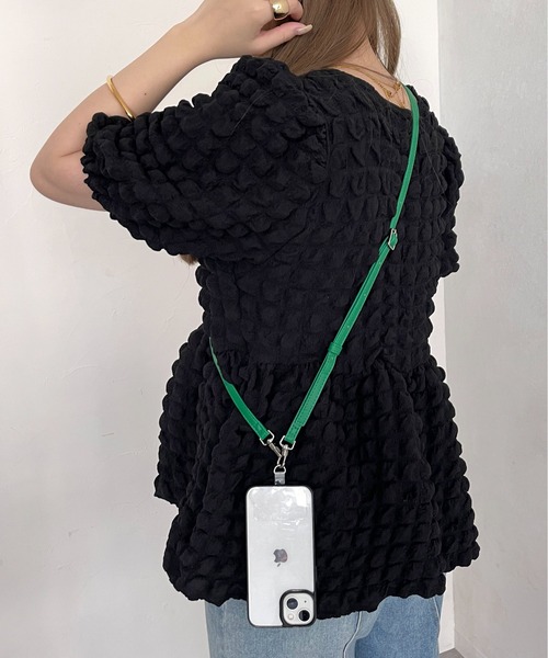 prose verse（プロズヴェール）の「合皮ベルトスマホストラップ（スマホグッズ・レディース・ブラック/シルバー/グリーン/アイボリー/ピンク・ﾌﾘ-）」の7枚目の写真