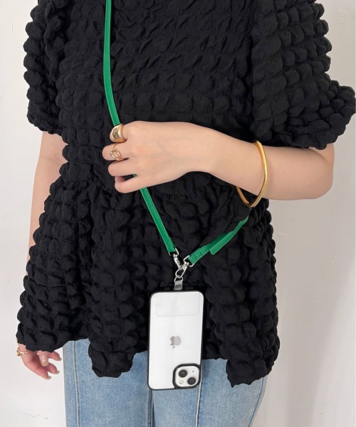 prose verse（プロズヴェール）の「合皮ベルトスマホストラップ（スマホグッズ・レディース・ブラック/シルバー/グリーン/アイボリー/ピンク・ﾌﾘ-）」の8枚目の写真