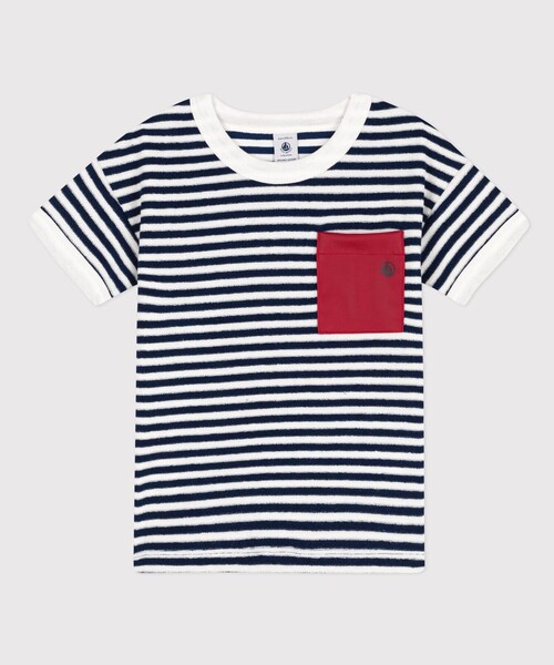 PETIT BATEAU（プチバトー）の「パイルボーダー半袖Ｔシャツ（Tシャツ/カットソー・キッズ・ネイビー・3YEAR/4YEAR/5YEAR）」の7枚目の写真