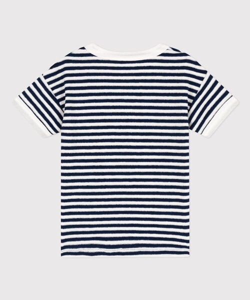 PETIT BATEAU（プチバトー）の「パイルボーダー半袖Ｔシャツ（Tシャツ/カットソー・キッズ・ネイビー・3YEAR/4YEAR/5YEAR）」の8枚目の写真