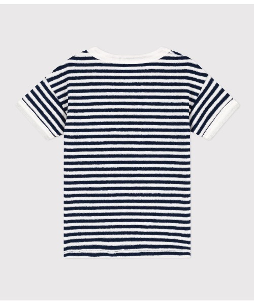 PETIT BATEAU（プチバトー）の「パイルボーダー半袖Ｔシャツ（Tシャツ/カットソー・キッズ・ネイビー・3YEAR/4YEAR/5YEAR）」の3枚目の写真