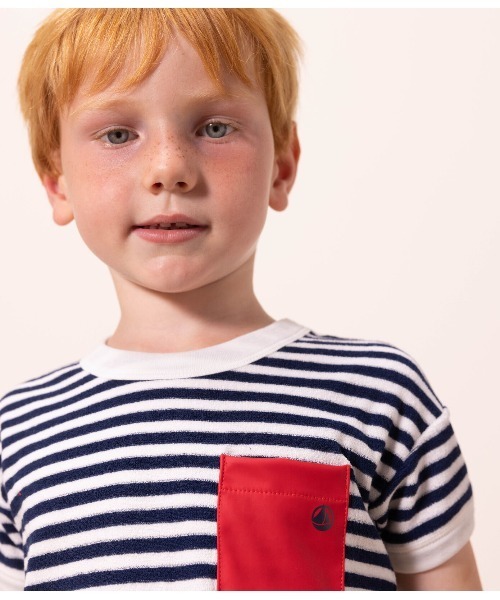 PETIT BATEAU（プチバトー）の「パイルボーダー半袖Ｔシャツ（Tシャツ/カットソー・キッズ・ネイビー・3YEAR/4YEAR/5YEAR）」の5枚目の写真