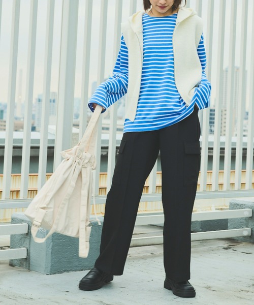 EDIT CLOTHING 　ボーダーロンT CREW NECK DRAW CORD BORDER LONG TEE / クルーネックドロー