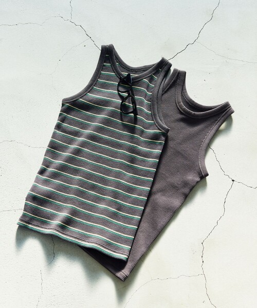 ワッフルアメリカンスリーブタンクトップ