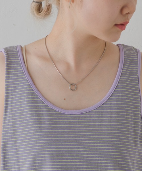 WHIMSIC（ウィムジック）の「【UNISEX/新色追加】マイクロボーダータンクトップ（タンクトップ・メンズ・ベージュ/パープル/ブラウン/オレンジ/ホワイト/チャコールグレー/ブルー・FREE）」の14枚目の写真