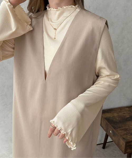 apres jour clair(アプレジュールクレア)の「【apres jour clair】2wayメローハイネックインナー【ZOZOTOWN限定アイテム】(Tシャツ/カットソー・レディース・ピンクベージュ/イエロー/アイボリー/ブラウン系その他・X-LARGE/フリー)」の7枚目の写真