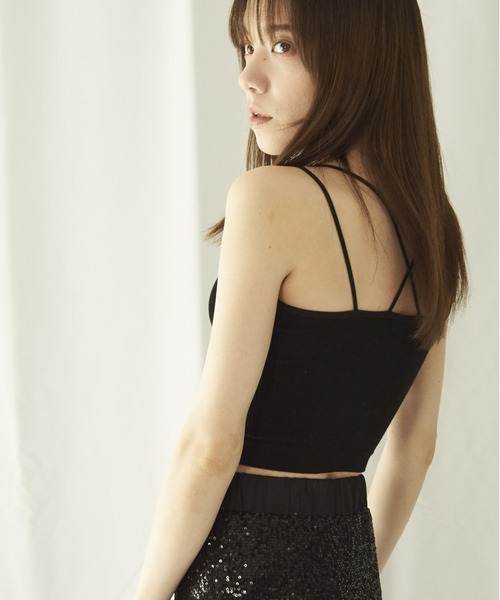 lit.Cy(リットシー)の「lit.Cy ニットモールドパッド付きキャミソール(キャミソール・レディース・ブラック/オフホワイト・FREE)」の4枚目の写真
