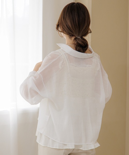 flower（フラワー）の「ジューシーシャイニーシャツ（シャツ/ブラウス・レディース・ホワイト/オレンジ・FREE）」の4枚目の写真