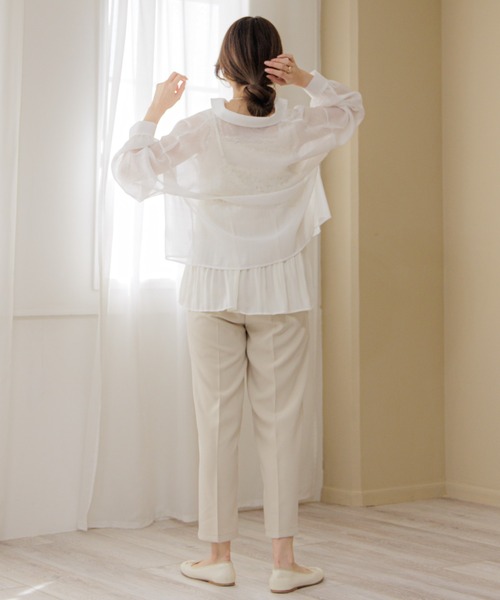 flower（フラワー）の「ジューシーシャイニーシャツ（シャツ/ブラウス・レディース・ホワイト/オレンジ・FREE）」の10枚目の写真