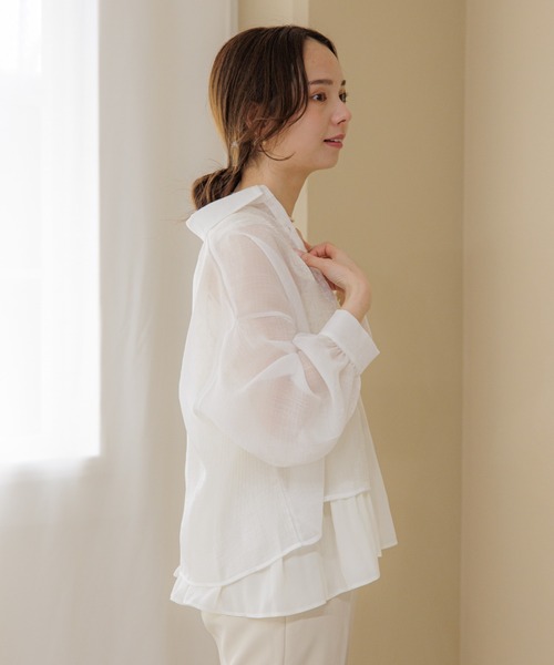 flower（フラワー）の「ジューシーシャイニーシャツ（シャツ/ブラウス・レディース・ホワイト/オレンジ・FREE）」の3枚目の写真