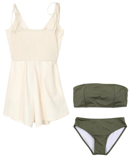 キャミソールオールインワン付ビキニ／水着セット