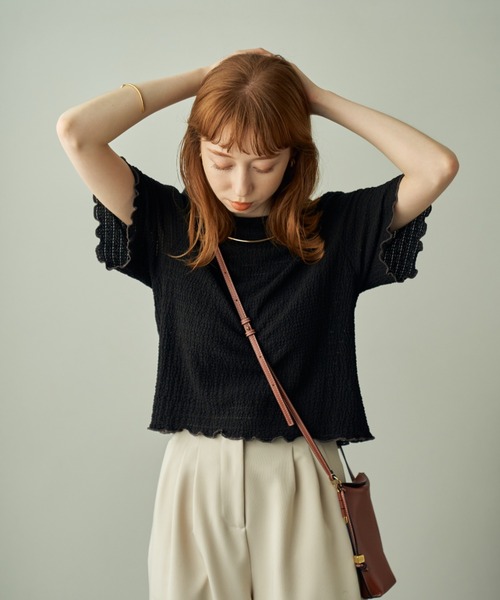 hinari（ヒナリ）の「針抜きシャーリングカットソー（Tシャツ