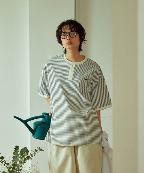 FREAK'S STORE（フリークスストア）の「TOWN CRAFT/タウンクラフト 別注 ピンボーダーヘンリーネック ショートスリーブTシャツ/半袖Tシャツ（Tシャツ/カットソー・メンズ・ホワイト/ブラック/ブルー/グリーン・MEDIUM/LARGE）」の20枚目の写真