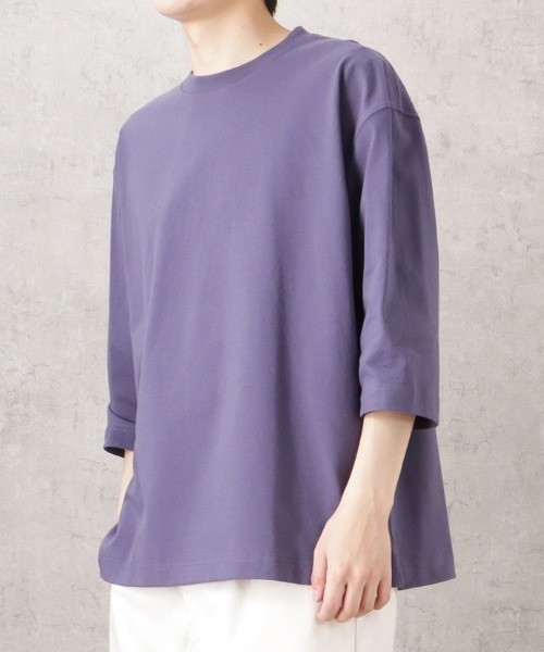 NAVY（ネイビー）の「U.S.コットン7分袖無地Tシャツ（Tシャツ/カットソー・メンズ・チャコール/グリーン/ホワイト/ブラック/ブラウン/ベージュ/ブルー/パープル・M/L/XL）」の8枚目の写真