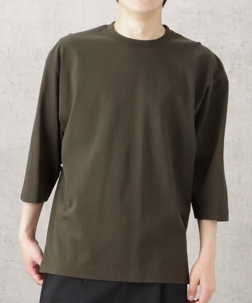 NAVY（ネイビー）の「U.S.コットン7分袖無地Tシャツ（Tシャツ/カットソー・メンズ・チャコール/グリーン/ホワイト/ブラック/ブラウン/ベージュ/ブルー/パープル・M/L/XL）」の5枚目の写真