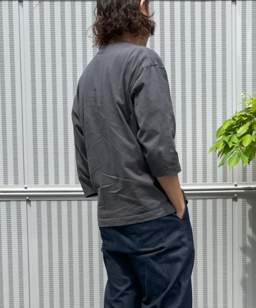 NAVY（ネイビー）の「U.S.コットン7分袖無地Tシャツ（Tシャツ/カットソー・メンズ・チャコール/グリーン/ホワイト/ブラック/ブラウン/ベージュ/ブルー/パープル・M/L/XL）」の12枚目の写真