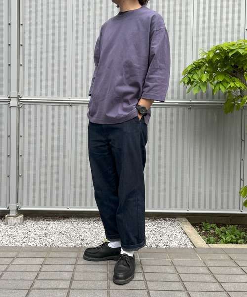 NAVY（ネイビー）の「U.S.コットン7分袖無地Tシャツ（Tシャツ/カットソー・メンズ・チャコール/グリーン/ホワイト/ブラック/ブラウン/ベージュ/ブルー/パープル・M/L/XL）」の16枚目の写真