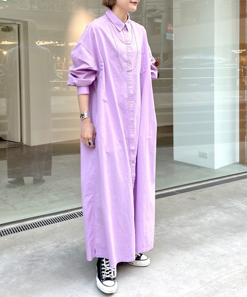 SHENERY（シーナリー）の「【低身長サイズあり】コットンマキシシャツドレス（ワンピース・レディース・パープル/オフホワイト/イエロー・36/38/34）」の21枚目の写真