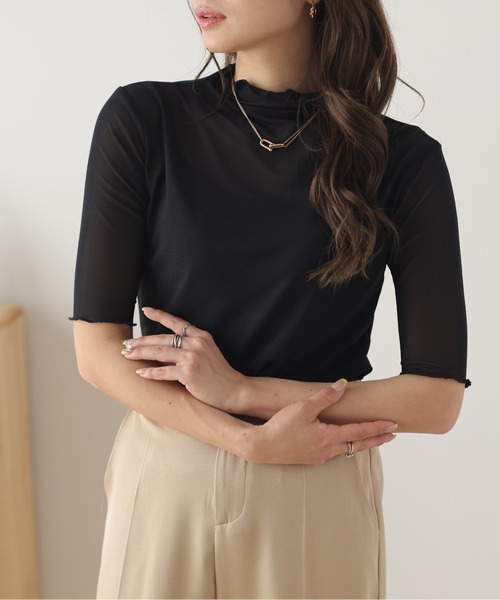 La-gemme(ラジェム)の「シアープルオーバー(Tシャツ/カットソー・レディース・ホワイト/ブラック・M/L)」の6枚目の写真
